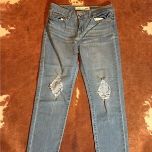 Trendy Blue Distressed Boyfriend Jeans